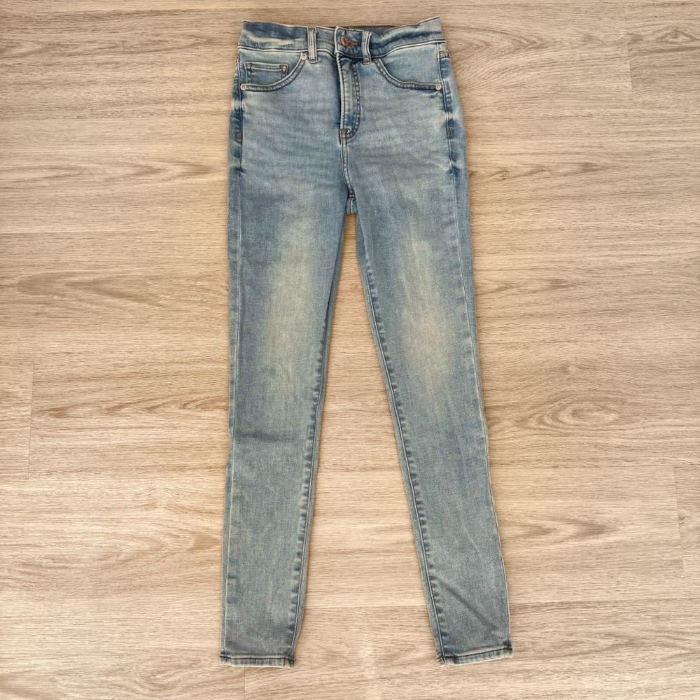 express medium blue wash denim jeans pants bottoms